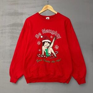 Vintage Betty Boop Sexy Y2K Christmas Santa Red 90s Sweatshirt Crewneck XL‎